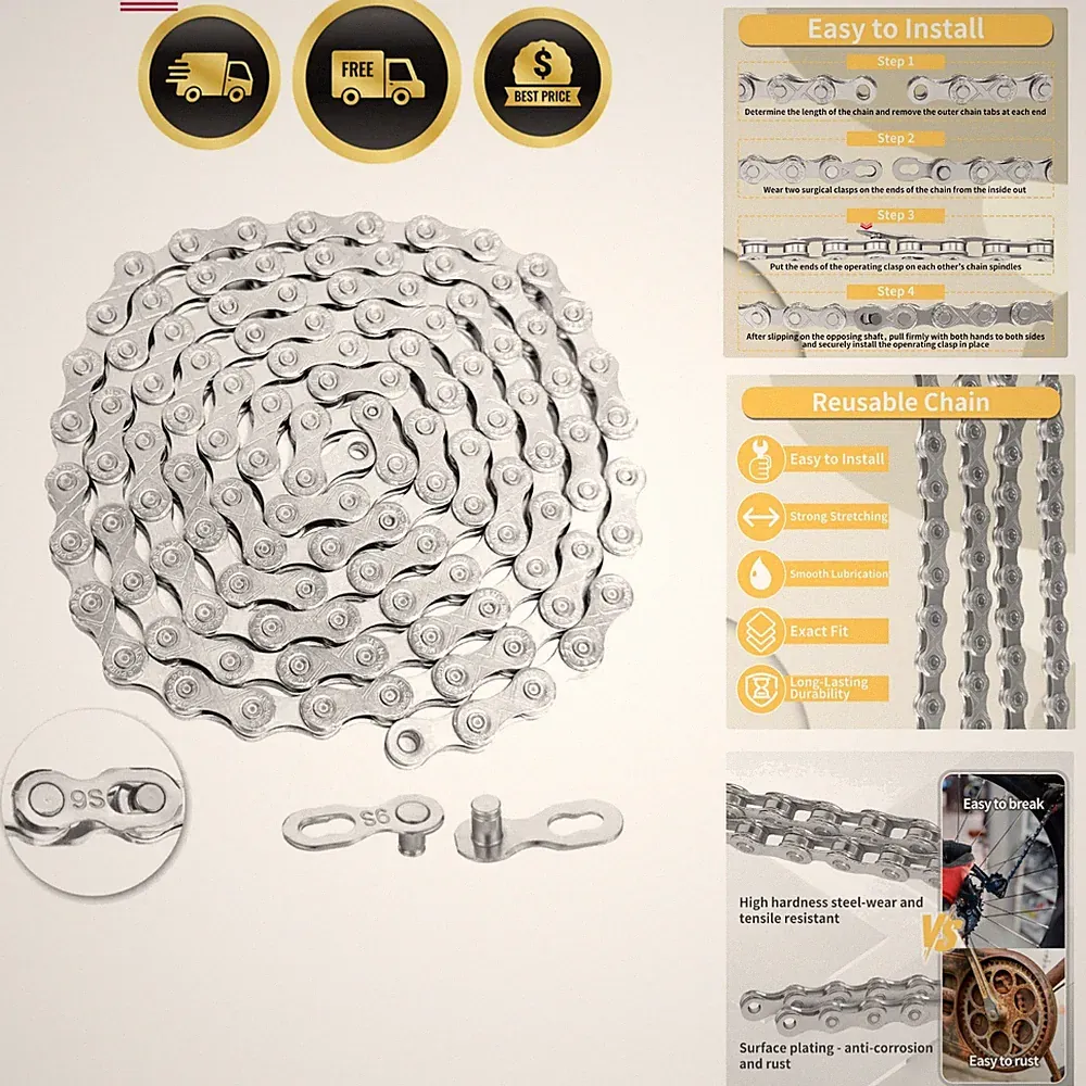 9/18/27 Speed Bike Chain, Bicycle Chain for Road Bicycles,Mountain Bike,MTB M...