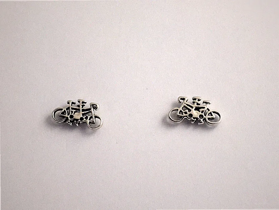 Sterling Silver & surgical steel Tandem Bicycle stud earrings-bike,built for two