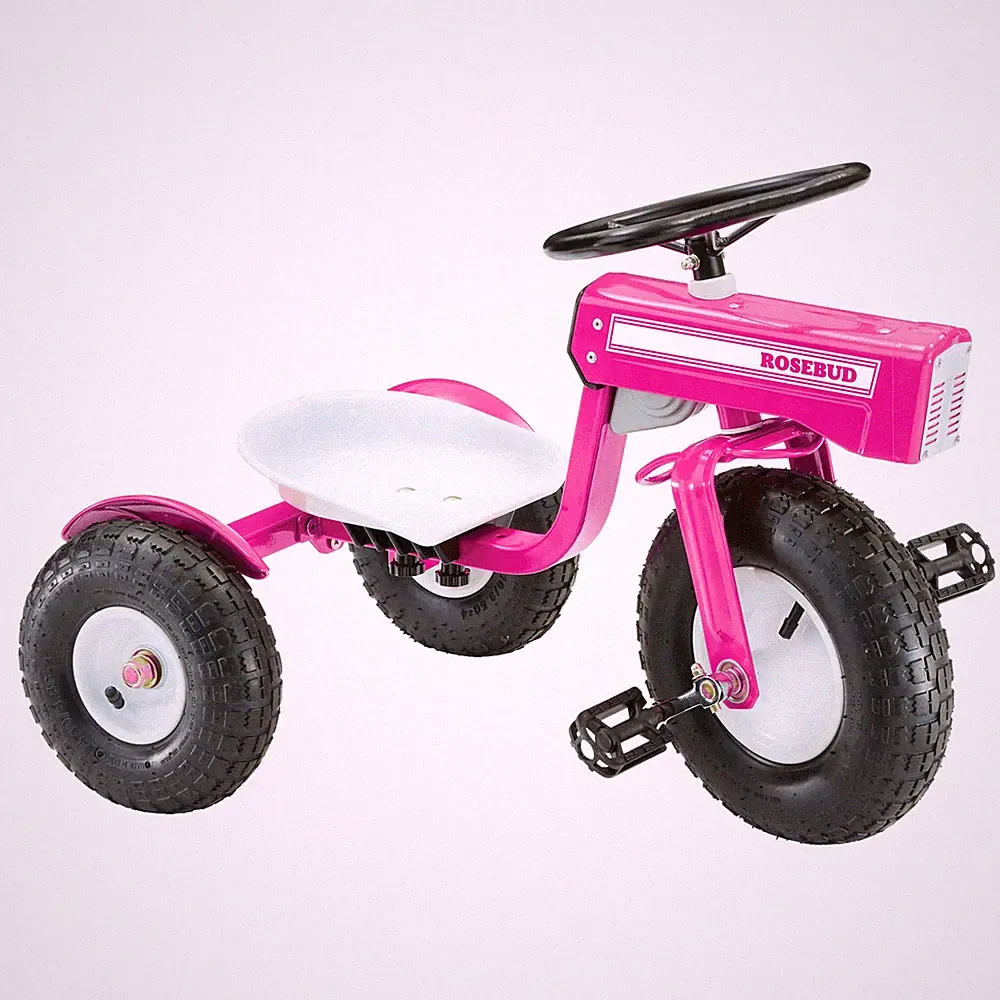 Tricam Outdoor Tractor Tricycle, 22" Steel Toddler Bike Kids Ride On Toy, Pink