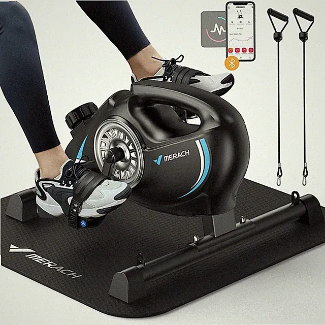 Under Desk Bike Pedal Exerciser, Quiet Magnetic Mini Exercise Bike with App for