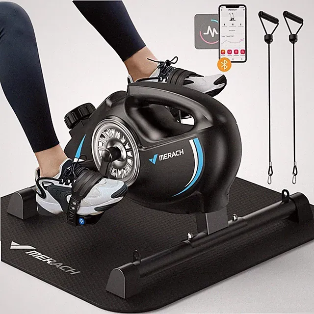 Under Desk Bike Pedal Exerciser, Quiet Magnetic Mini Exercise Bike with MERACH A